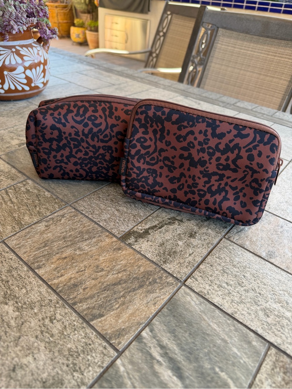 NWOT “Mine” Leopard Cosmetic Bag Bundle